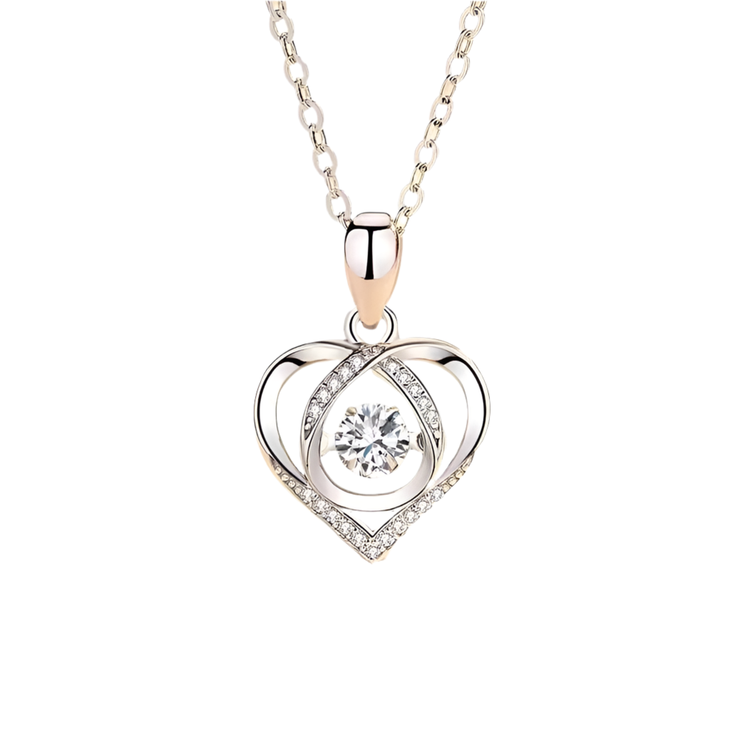 S925 Beating Heart-shaped Necklace Women Luxury Love Rhinestones Necklace Jewelry Gift For Valentine's Day