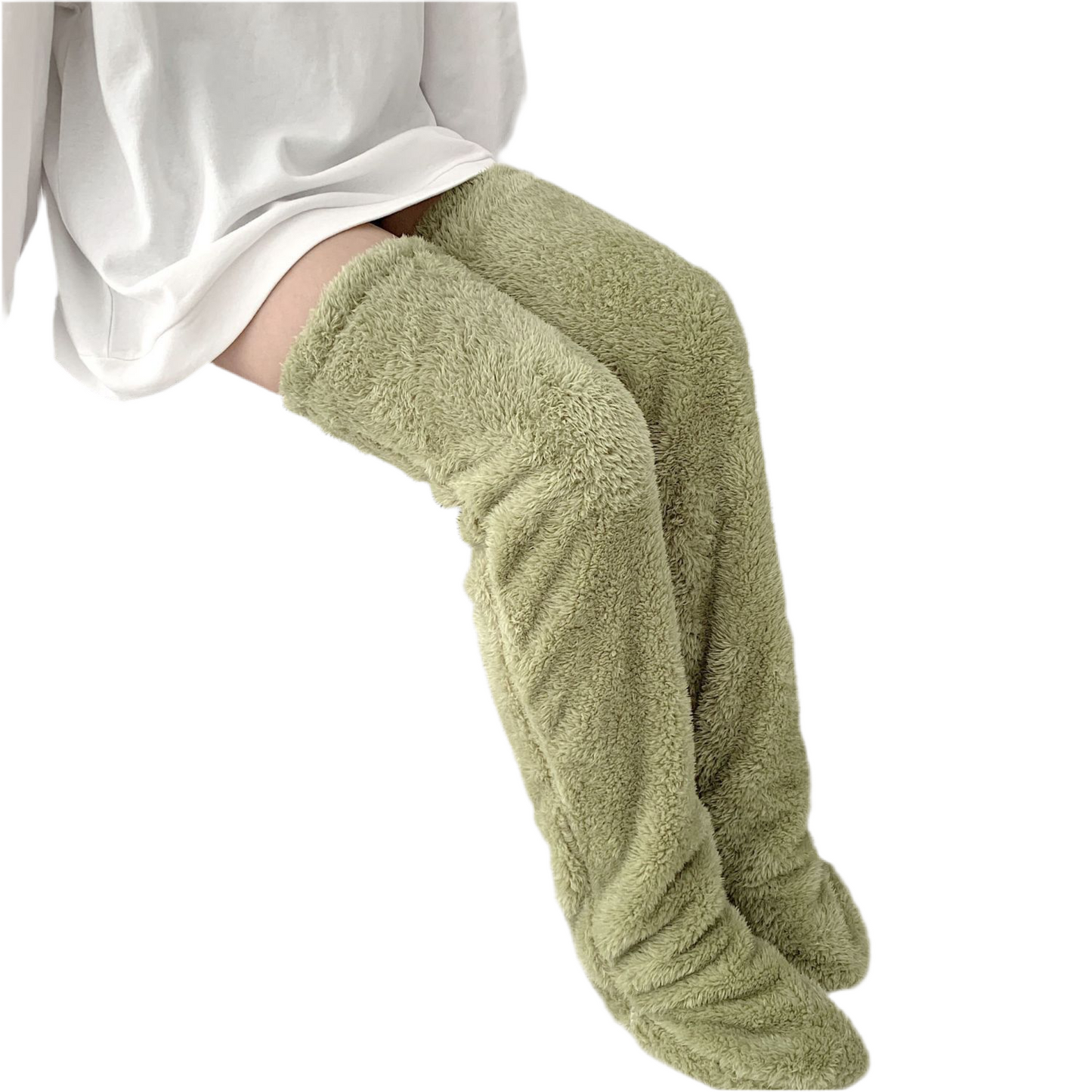 Over Knee High Fuzzy Long Socks Winter Warm Cold Leg Knee Joint Cold-proof Stockings Home Floor Sleeping Socks