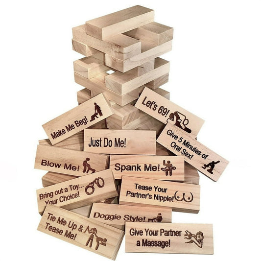 Couple’s Wooden Jenga Game | Romantic Tower Building Block Set