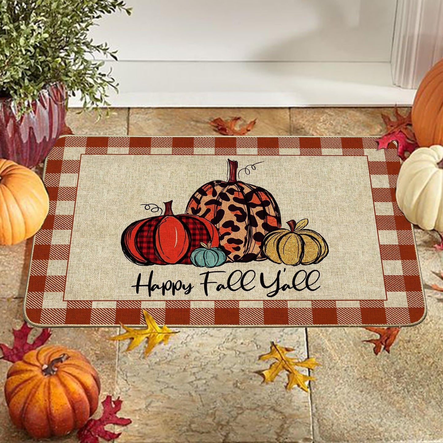 Country Striped Christmas Decorative Floor Mat