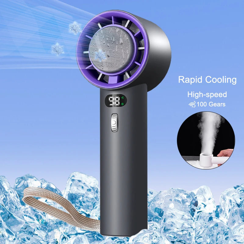 Portable Handheld Turbo Fan Cooling Semiconductor Refrigeration 3000mAh Battery Wind Speeds Adjustable Mini Personal Fan - Optimistopia