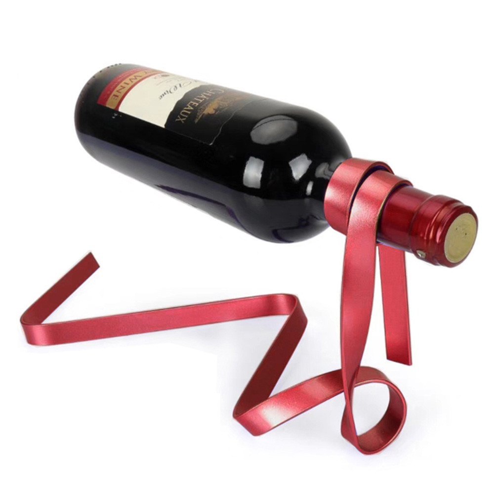 Magic Floating Colored Ribbon Wine Bottle Holder Rack Stand Bracket Art Wine rack Bar tool kitchen storage kitchen holder - Optimistopia