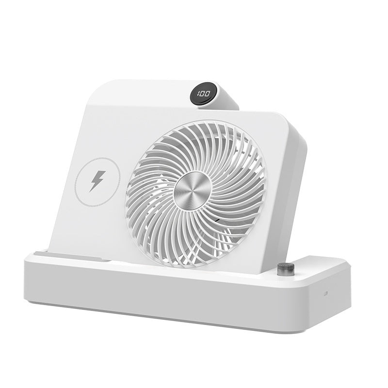 Desktop Mobile Phone Wireless Charging Display Folding Fan