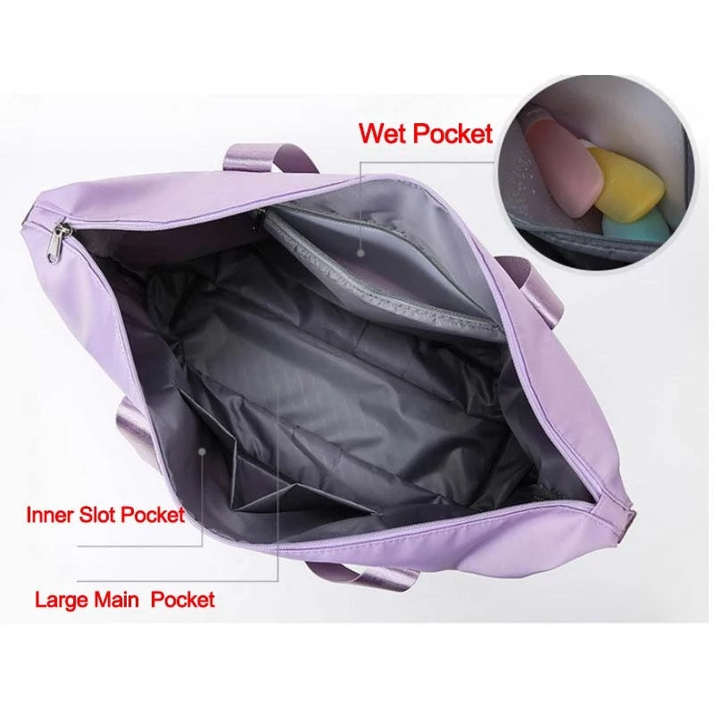 Foldable Storage Travel Bag Waterproof Large Capacity Gym Fitness Bag Weekender Overnight For Women - Optimistopia