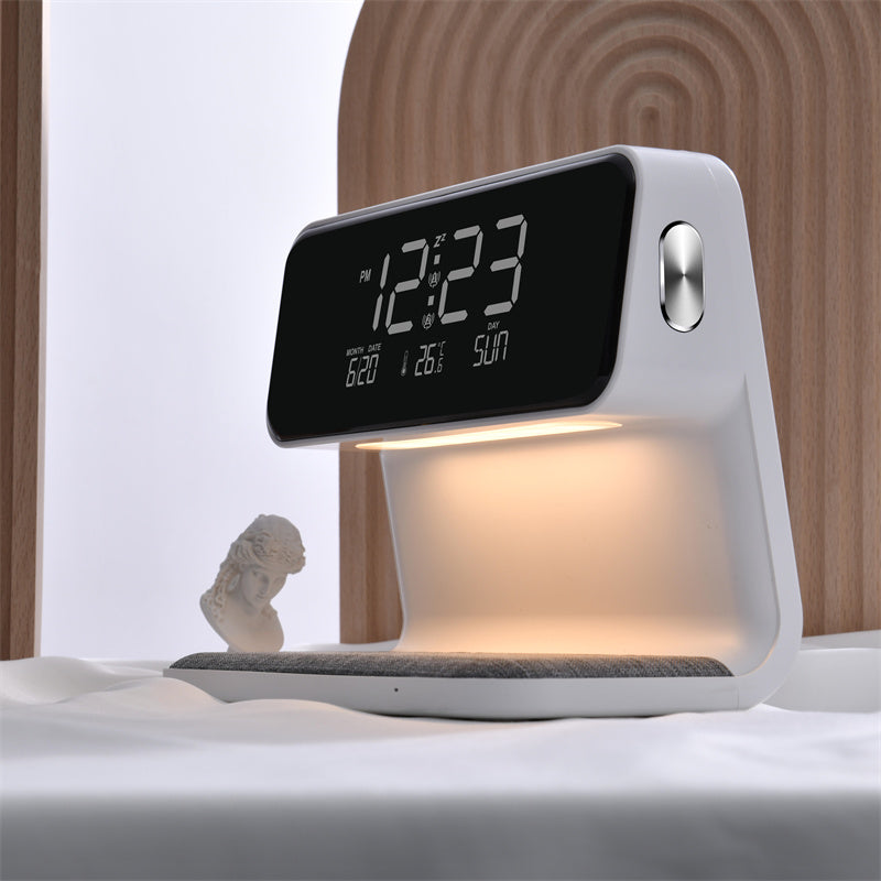 Creative 3 In 1 Bedside Lamp Wireless Charging LCD Screen Alarm Clock Wireless Phone Charger - Optimistopia