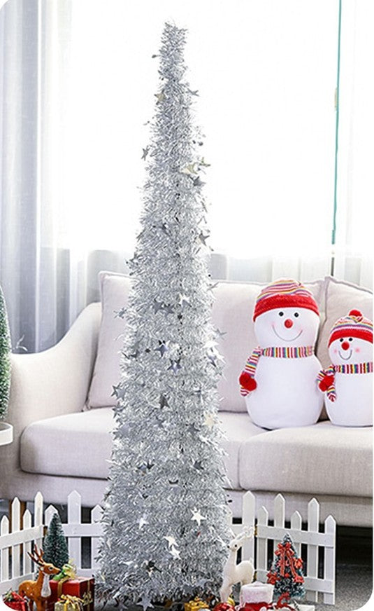 Artificial Tinsel Up Christmas Tree With Stand Gorgeous Collapsible Artificial Christmas Tree For Christmas Decorations