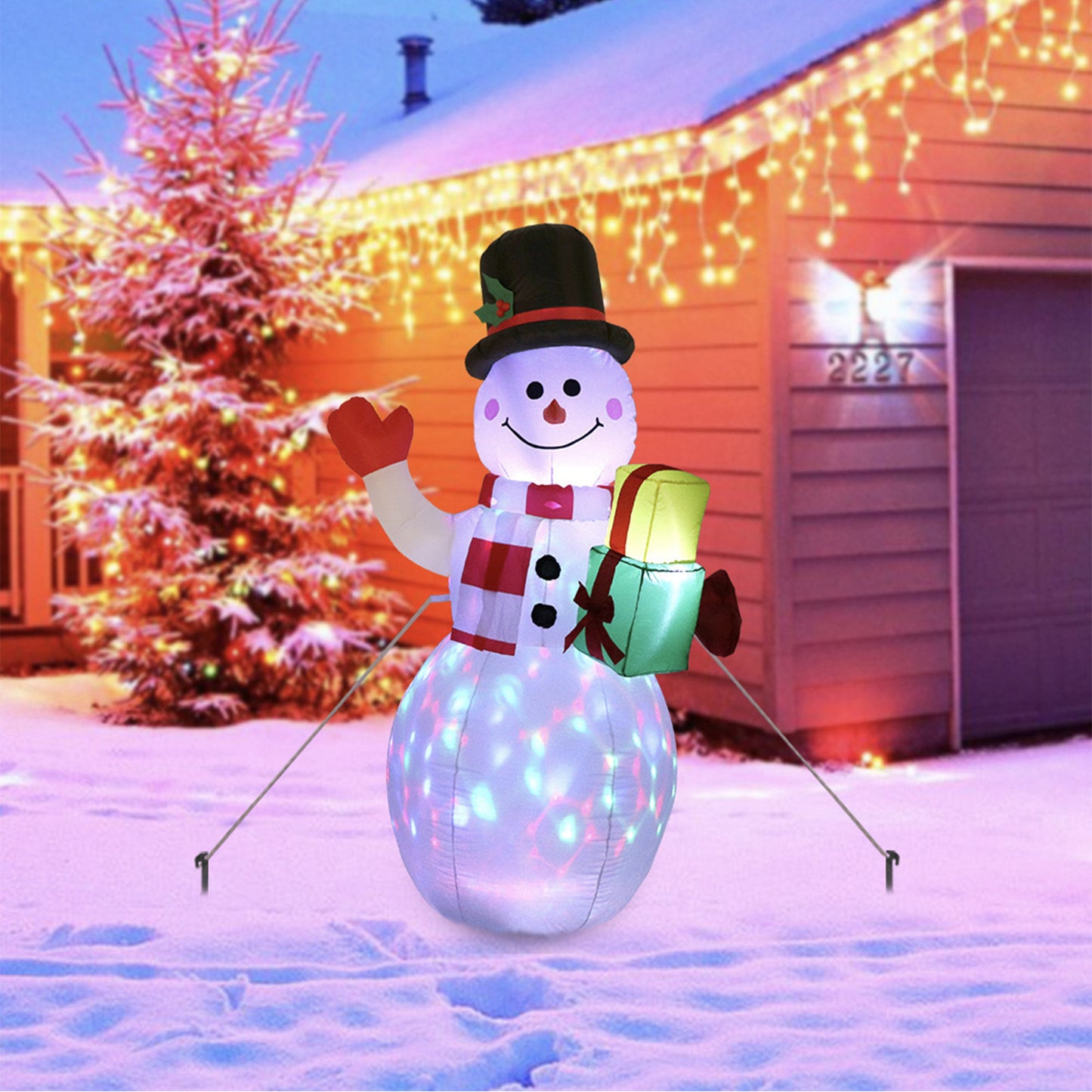 Christmas LED Lights Glowing Santa Tree Snowman Inflatable Doll Outdoor Yard Garden Decor