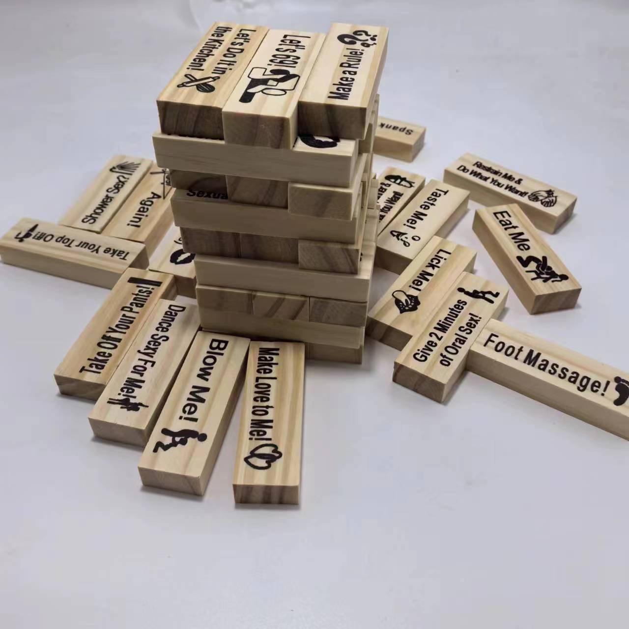 Couple’s Wooden Jenga Game | Romantic Tower Building Block Set