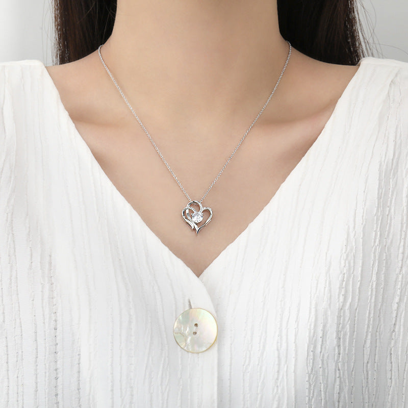 Zircon Double Love Necklace with Rhinestones