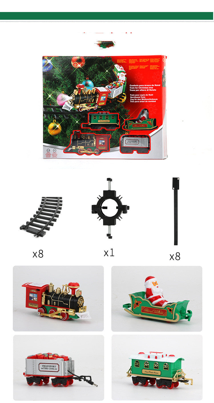 Electric Acousto-optic Christmas Rail Car With Hanging Christmas Tree