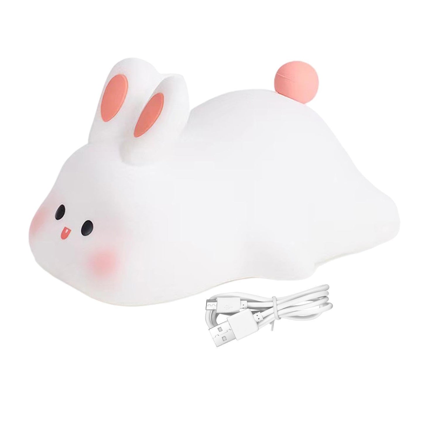 Cute LED Night Light Touch Sensor Cartoon Kid's Nightlights Big Face Rabbit Silicone Night Light Christmas Gift Bedside Lamp Home Decor - Optimistopia