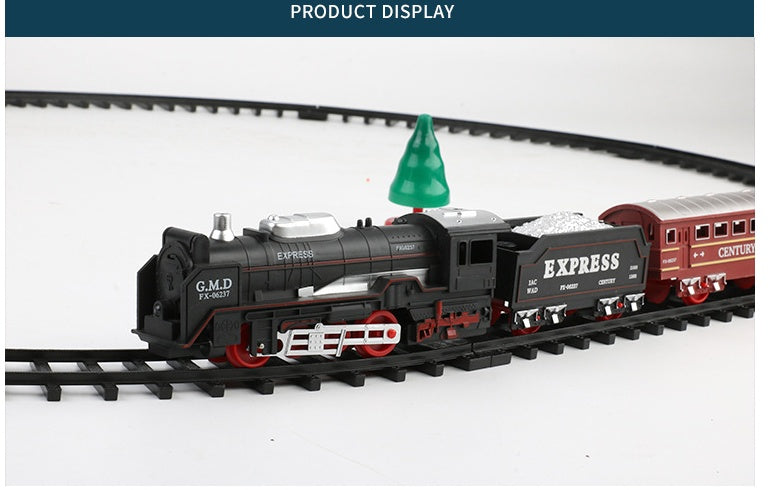 Electric Acousto-optic Christmas Rail Car With Hanging Christmas Tree