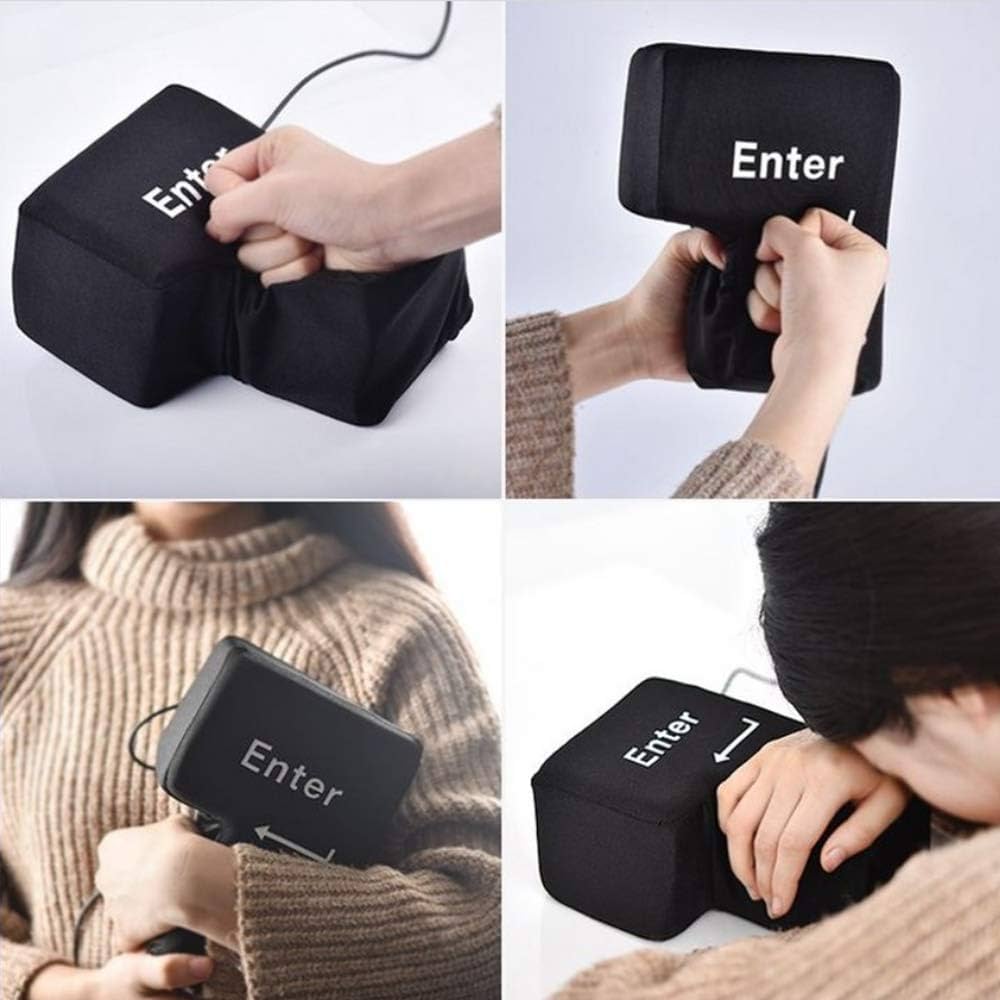 Big USB Enter Key Vent Pillow – Stress Relief Nap Pillow for Office & Home