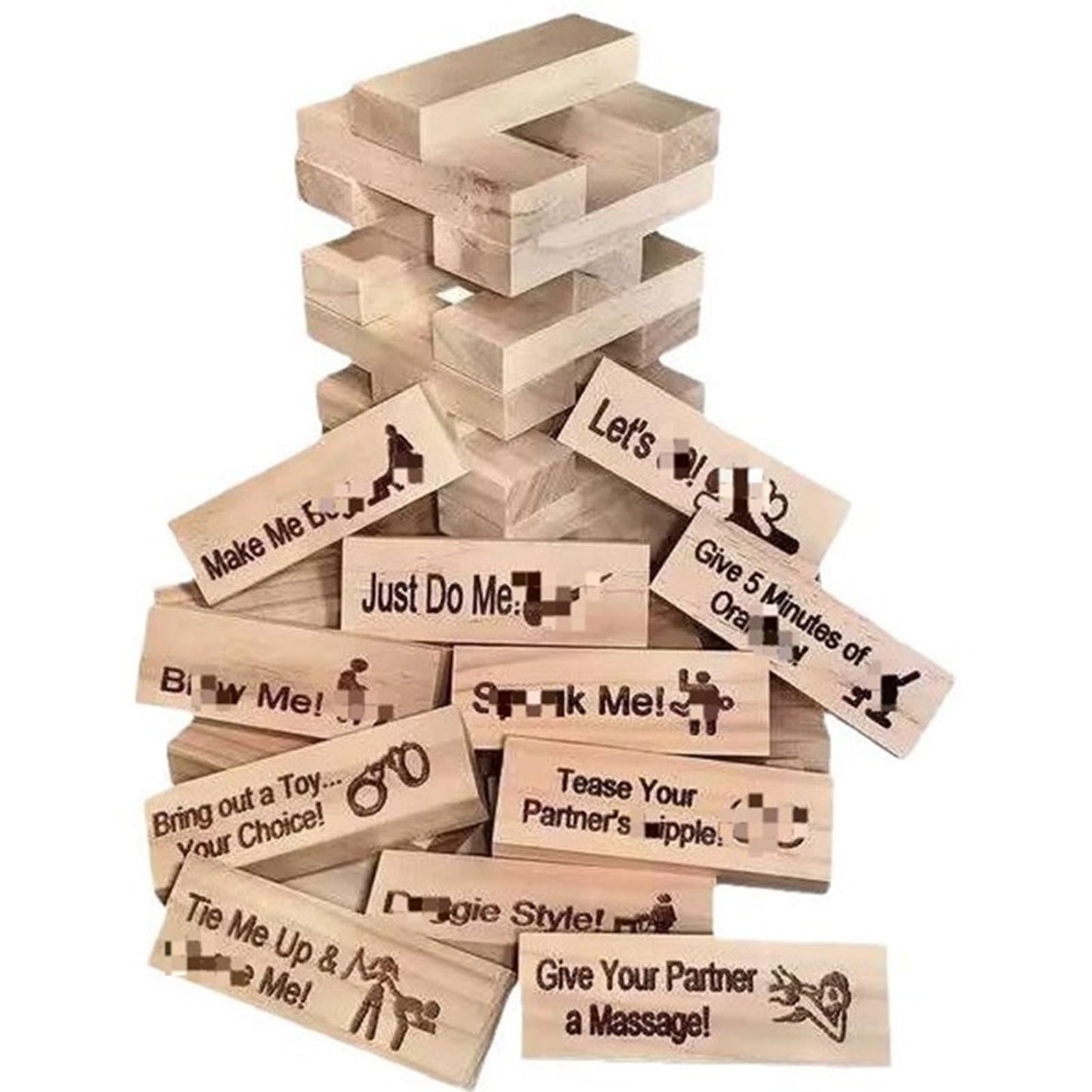 Couple’s Wooden Jenga Game | Romantic Tower Building Block Set