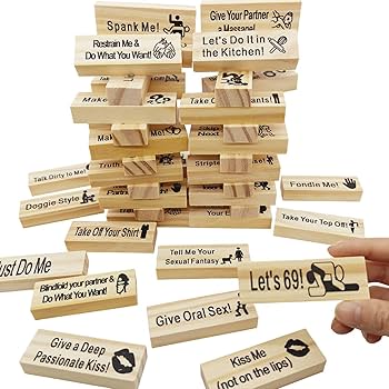 Couple’s Wooden Jenga Game | Romantic Tower Building Block Set