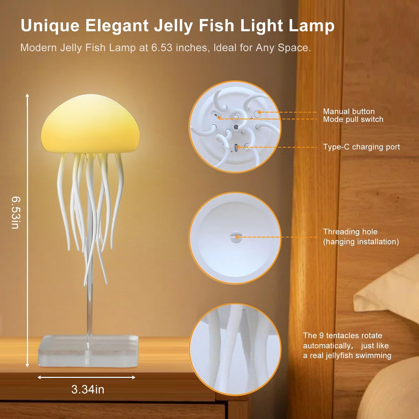 Smart Jellyfish Mood Lamp - LED Night Light for Bedside & Desk