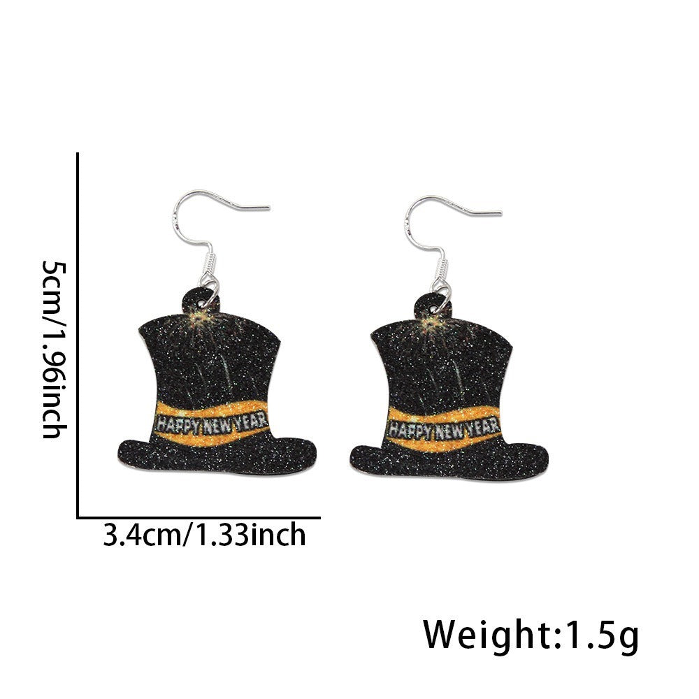 Black Gold Earrings Glitter XINGX Fireworks New Year Event Earrings