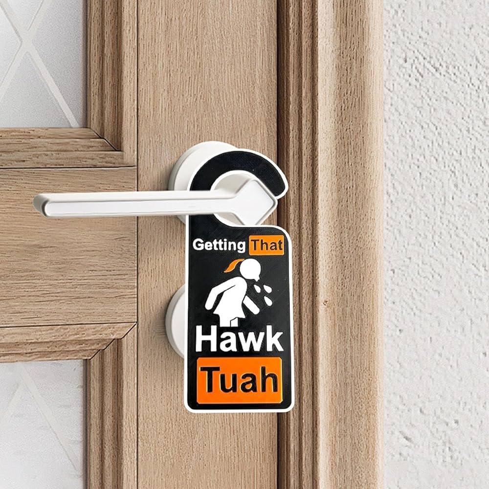 Getting that HAWK TUAH! Door Hanger – The Perfect Funny Gift!