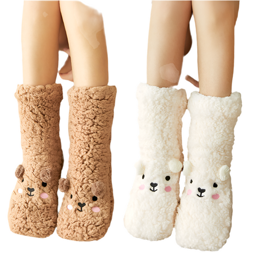 Winter Floor Socks Velvet Thicken Warm Coral Velvet Cute Socks Japanese-style Home Footwear Non-slip Socks New Year Gifts Winter Gadgets