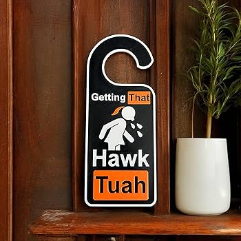 Getting that HAWK TUAH! Door Hanger – The Perfect Funny Gift!