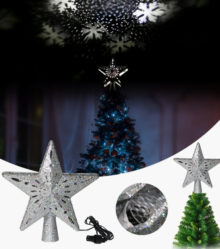 Christmas Tree Top Light Star Snowflake Shape LED Laser Projector Lights Christmas Tree Ornament