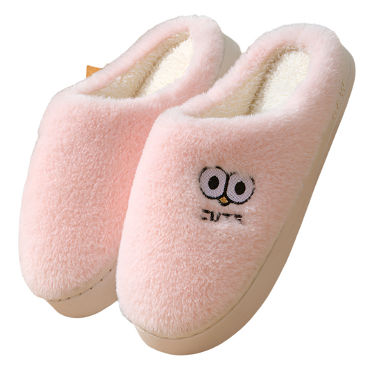 Cute Cartoon Big-eyes Slippers For Couples Winter Warm Non-slip Floor Bedroom Slipper Home Men And Women House Shoes