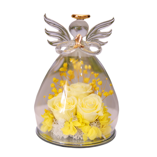 Eternal Flower Gift Box Angel Glass Cover Dried Rose Gift Box For Christmas New Year Valentine's Day Home Decor