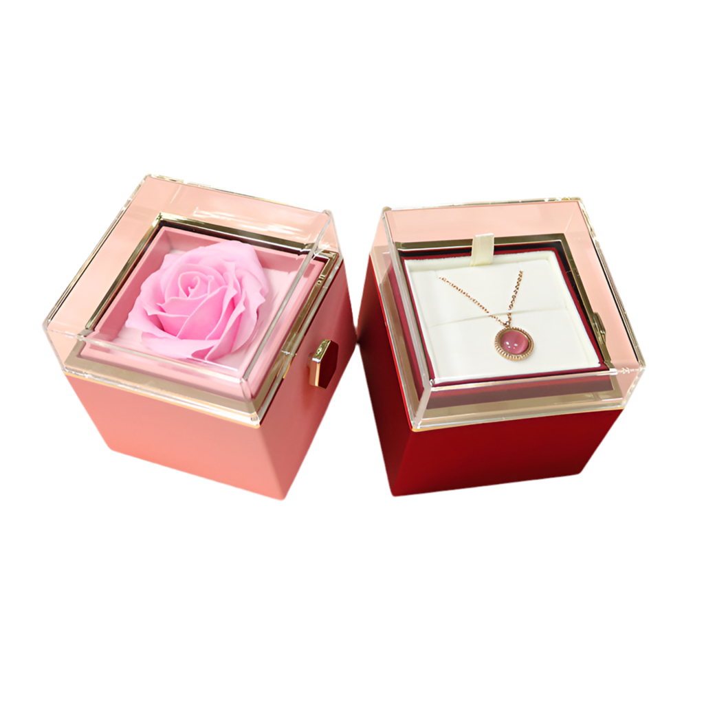 Rotating Soap Flower Rose Gift Box Creative Rotating Rose Jewelry Packaging Box Valentine's Day Gift For Women