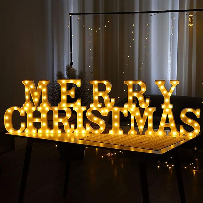 Color Printing Led Merry Christmas Letter Lights