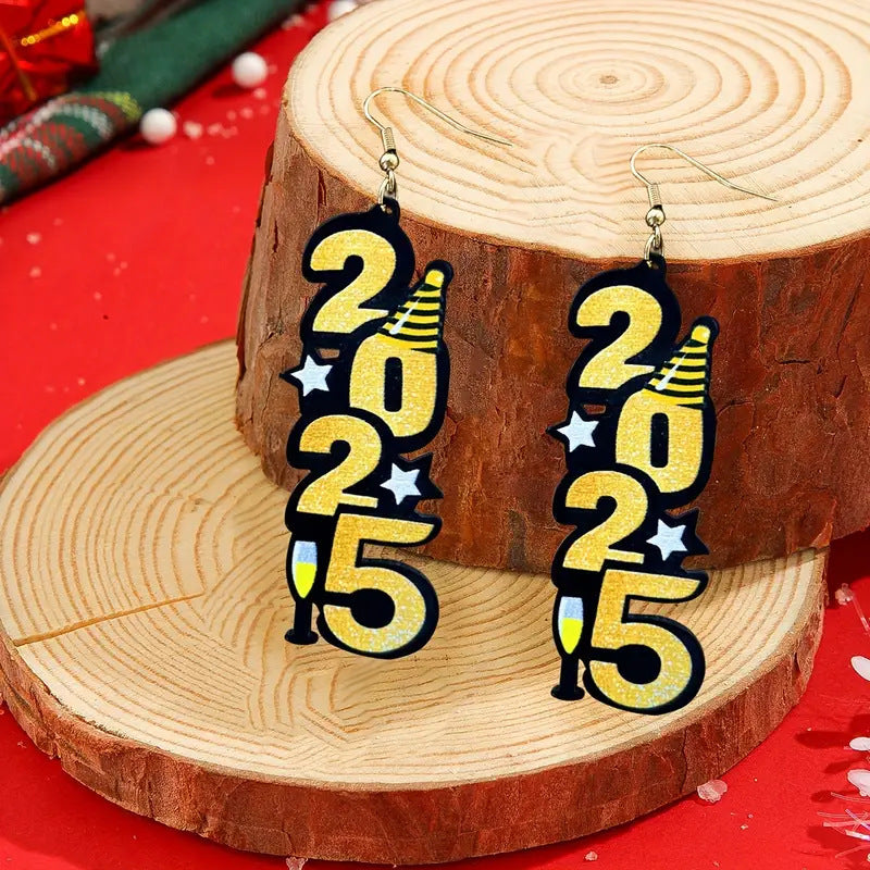 2025 New Year Digital Earrings Fashion Acrylic Earrings