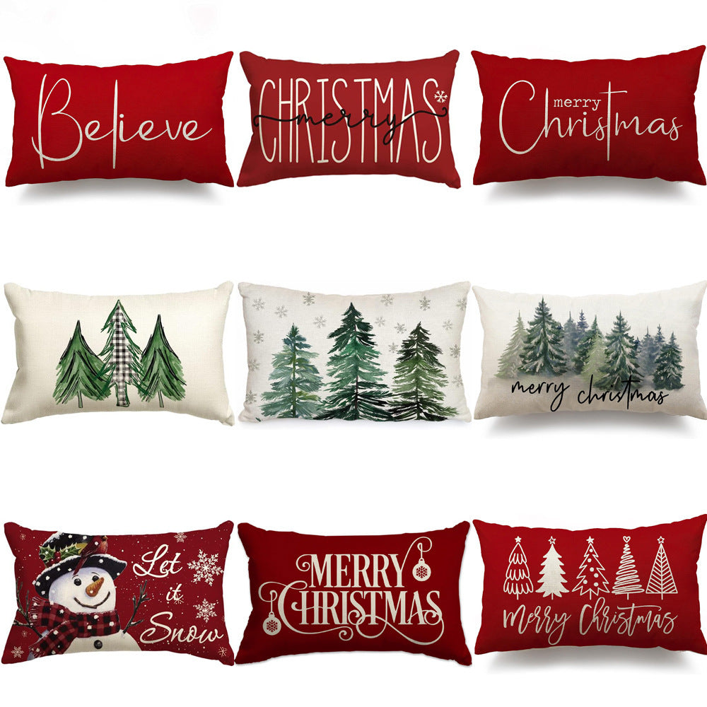 Christmas Simple Linen Pillow Cover Home Sofa Decoration