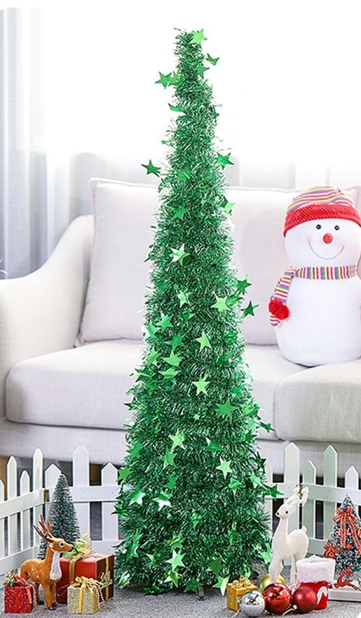 Artificial Tinsel Up Christmas Tree With Stand Gorgeous Collapsible Artificial Christmas Tree For Christmas Decorations