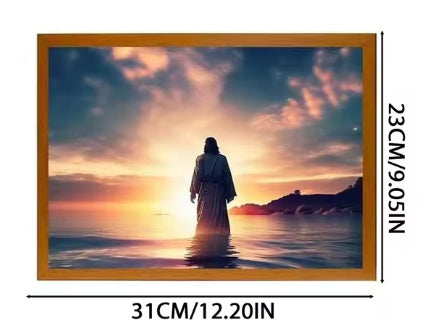 Jesus LED Light Painting Home Decoration Light Painting Photo Frame Led Night Light Room Decor Christmas Gifts Moon Lamp - Optimistopia