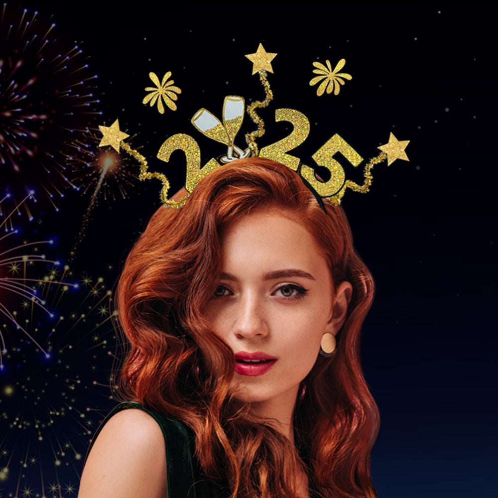 2025 Fireworks Headband New Year Party Letter Headdress