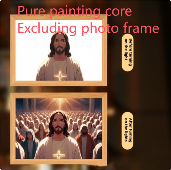 Jesus LED Light Painting Home Decoration Light Painting Photo Frame Led Night Light Room Decor Christmas Gifts Moon Lamp - Optimistopia