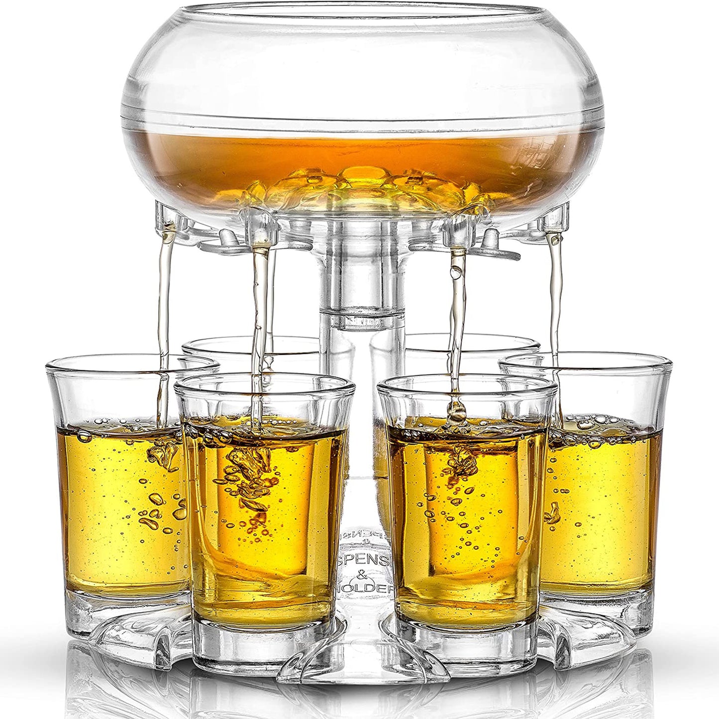 6-Shot Glass Dispenser with Holder - Bar Accessory for Wine, Whisky, Beer, and Cocktails