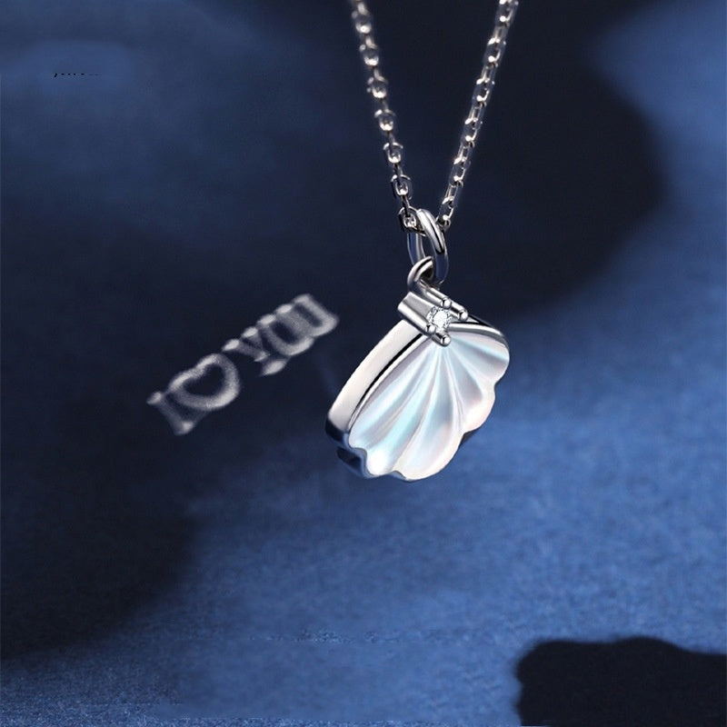 S925 Sterling Silver Projection Shell Fritillary Necklace