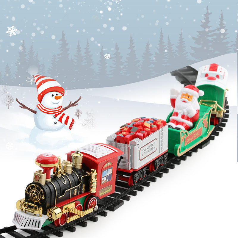 Electric Acousto-optic Christmas Rail Car With Hanging Christmas Tree