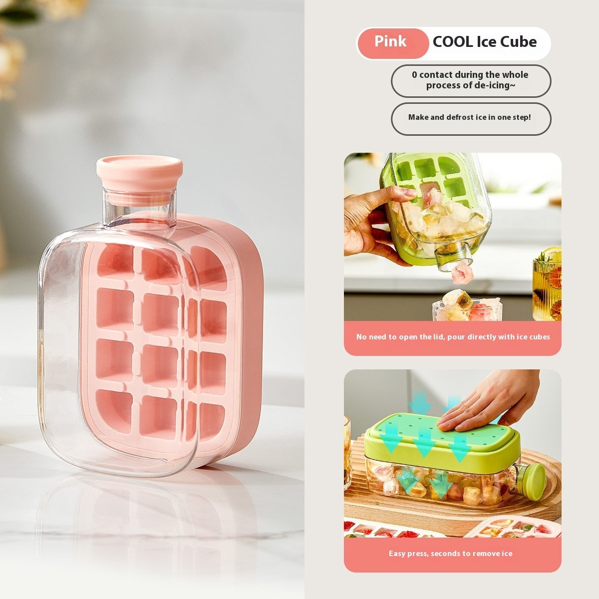 One-Click Molding Cooling Cup,Instant Ice Maker,Zero-Contact Design,Straw Included,Curling Mold,Portable & Stylish Chilled Drink